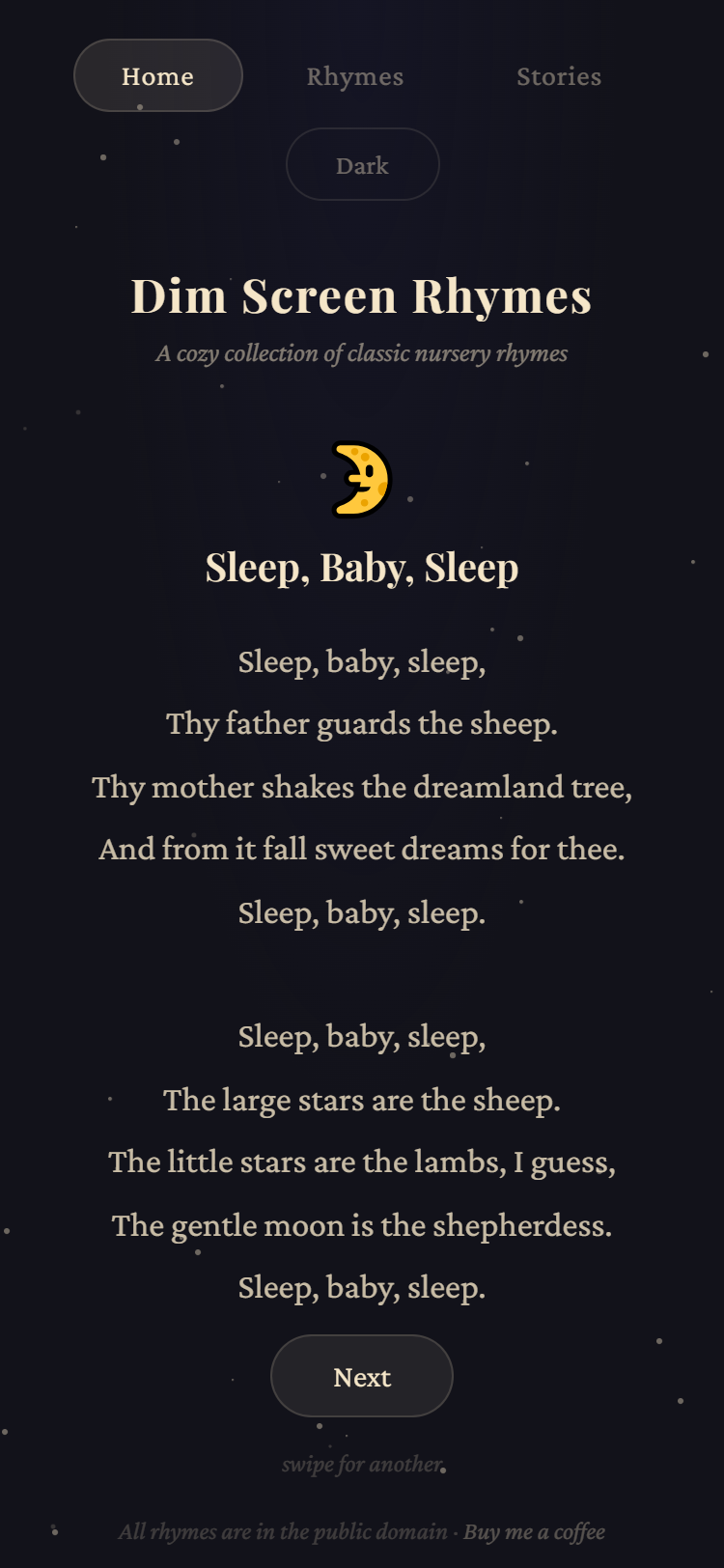 Dark Screen Nursery Rhymes mobile screenshot